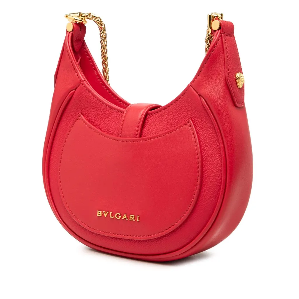 Bvlgari Small Leather Serpenti Ellipse Satchel Red Leather Very good - Back View