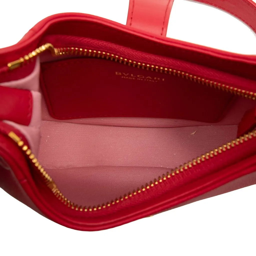 Bvlgari Small Leather Serpenti Ellipse Satchel Red Leather Very good - Model View