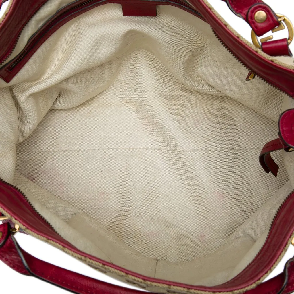 Gucci GG Canvas Miss GG Satchel Beige Canvas Good - Model View