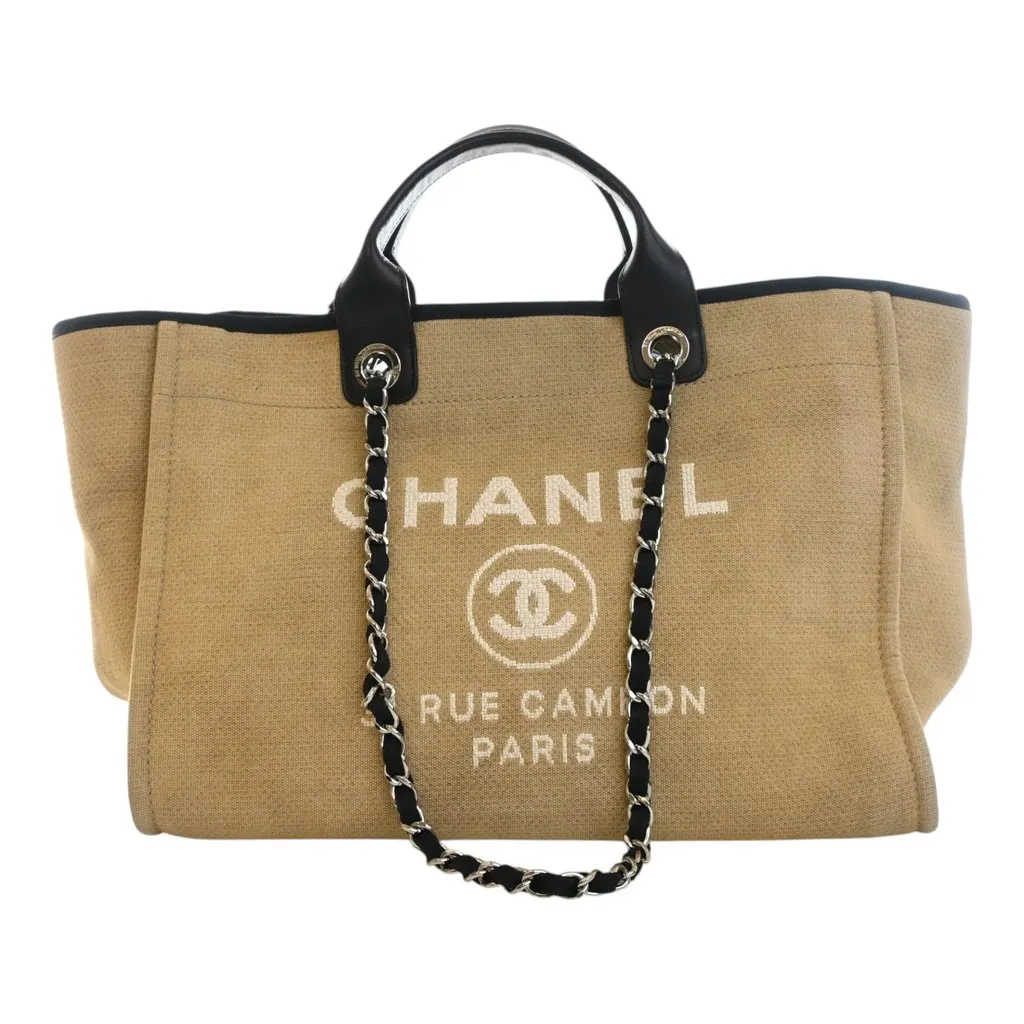 Chanel Medium Mixed Fibers Deauville Tote Beige Very good - Front View