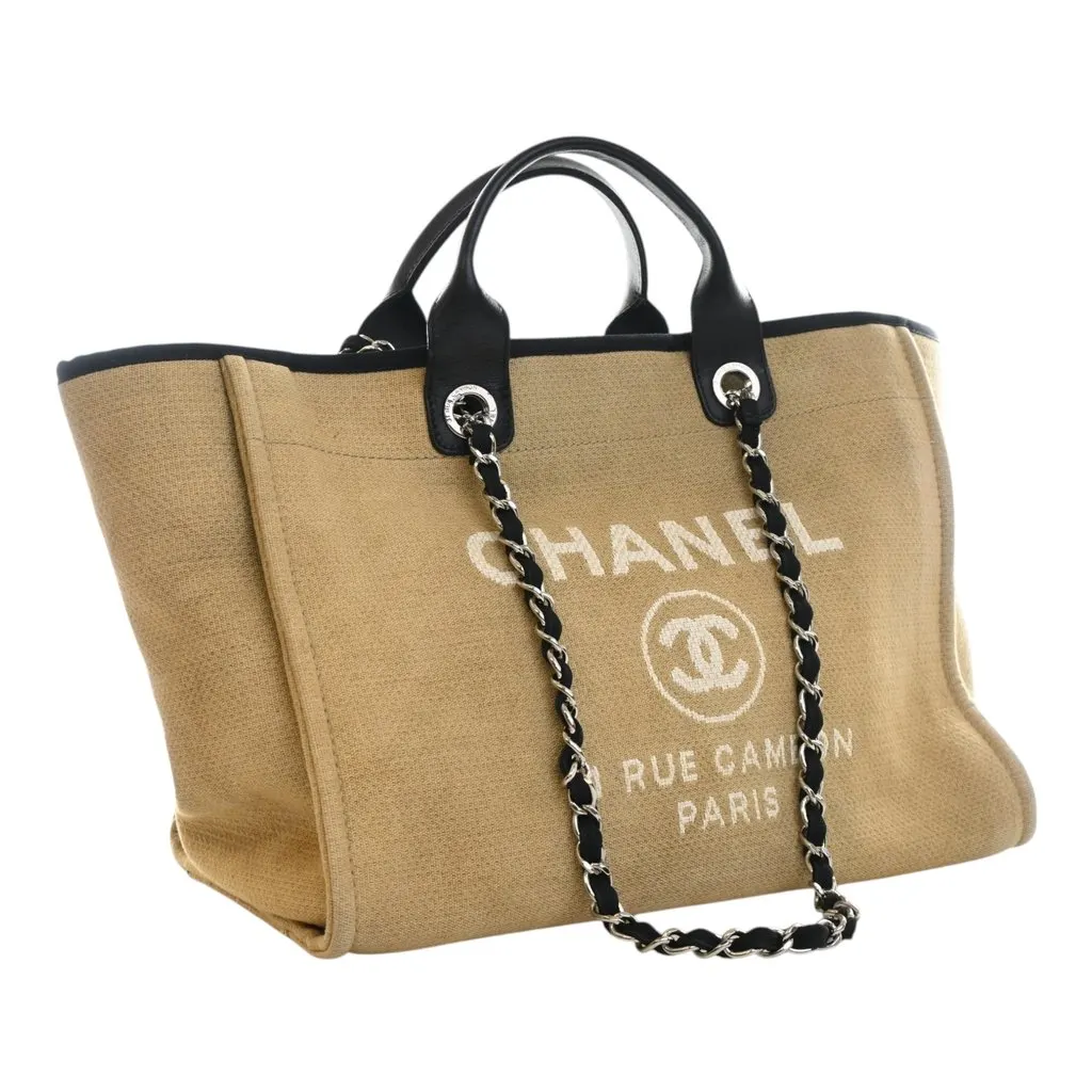 Chanel Medium Mixed Fibers Deauville Tote Beige Very good - Back View