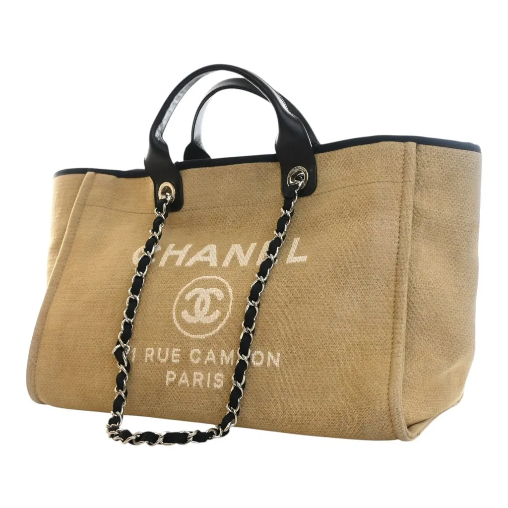 Chanel Medium Mixed Fibers Deauville Tote Beige Very good - Inside View