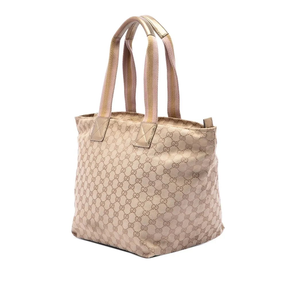 Gucci GG Canvas Web Tote Beige Canvas Good - Back View