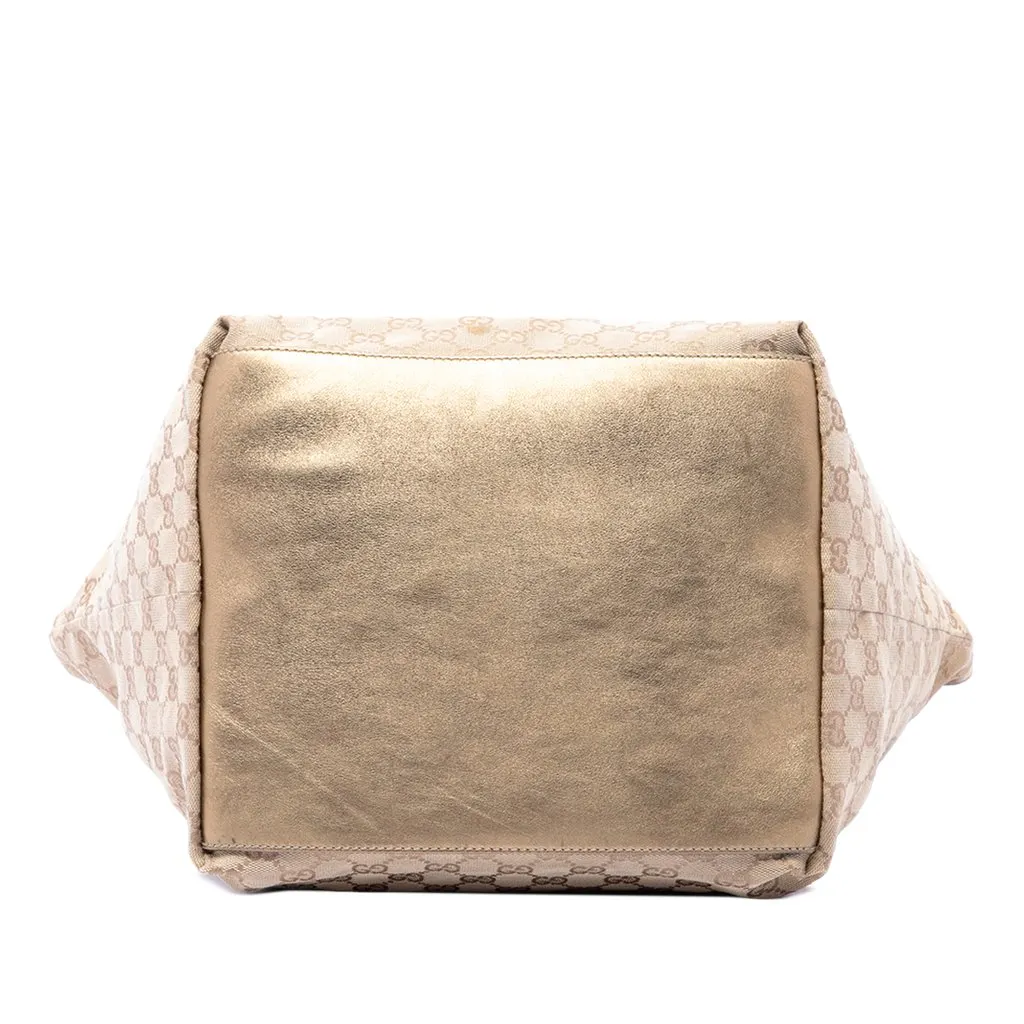 Gucci GG Canvas Web Tote Beige Canvas Good - Inside View