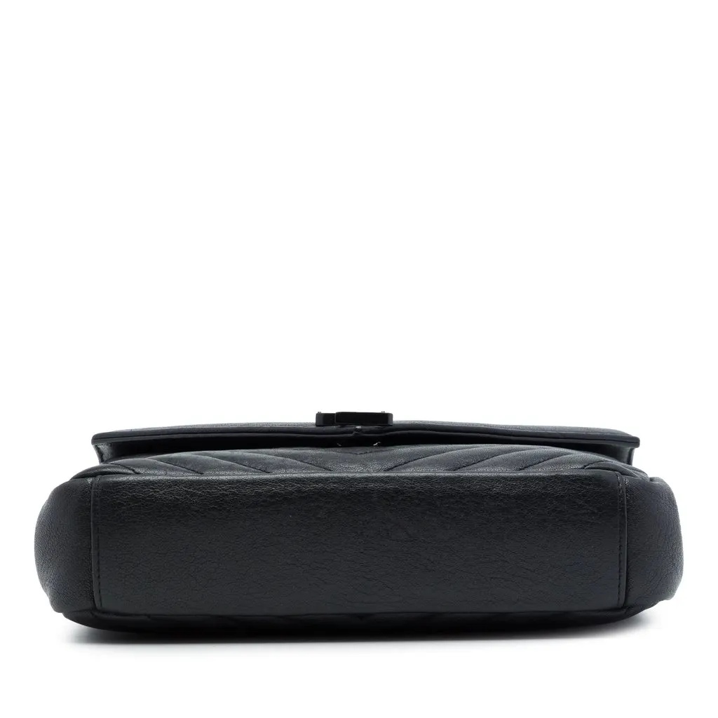 Saint Laurent Medium Chevron Sheepskin  Monogram Monochrome College Bag Black Leather Very good - Inside View