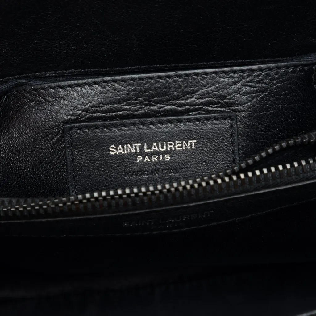Saint Laurent Medium Chevron Sheepskin  Monogram Monochrome College Bag Black Leather Very good - Box View