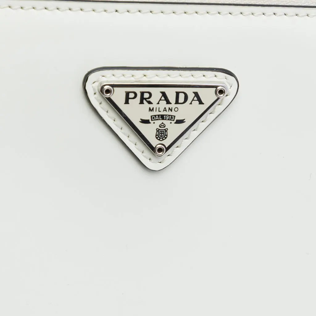 Prada Brushed Leather Shoulder Bag White Leather Very good - Box View
