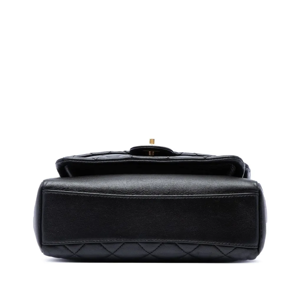 Chanel Small Quilted Lambskin Chain Link Flap Black Leather Good - Inside View