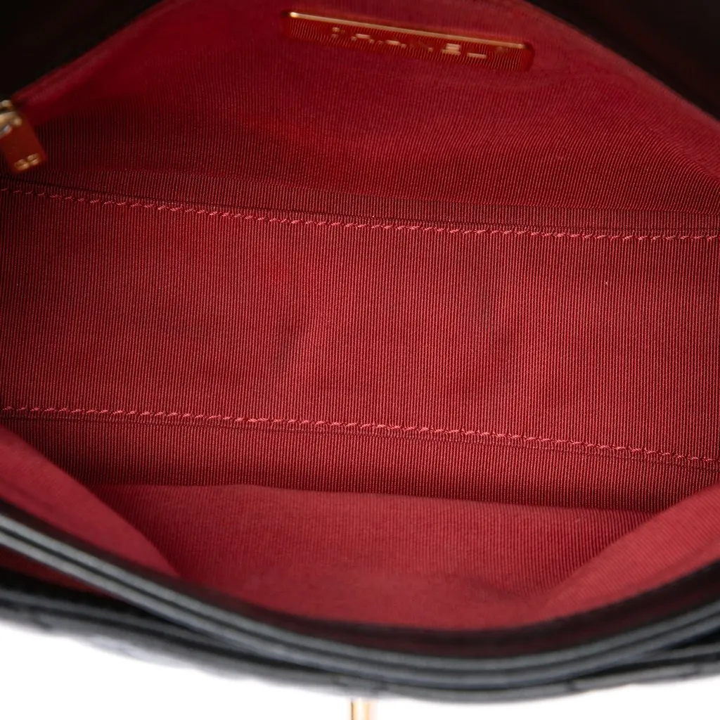 Chanel Small Quilted Lambskin Chain Link Flap Black Leather Good - Model View