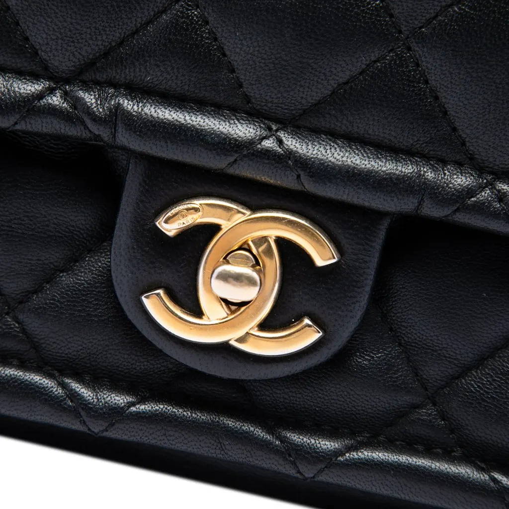 Chanel Small Quilted Lambskin Chain Link Flap Black Leather Good - Box View