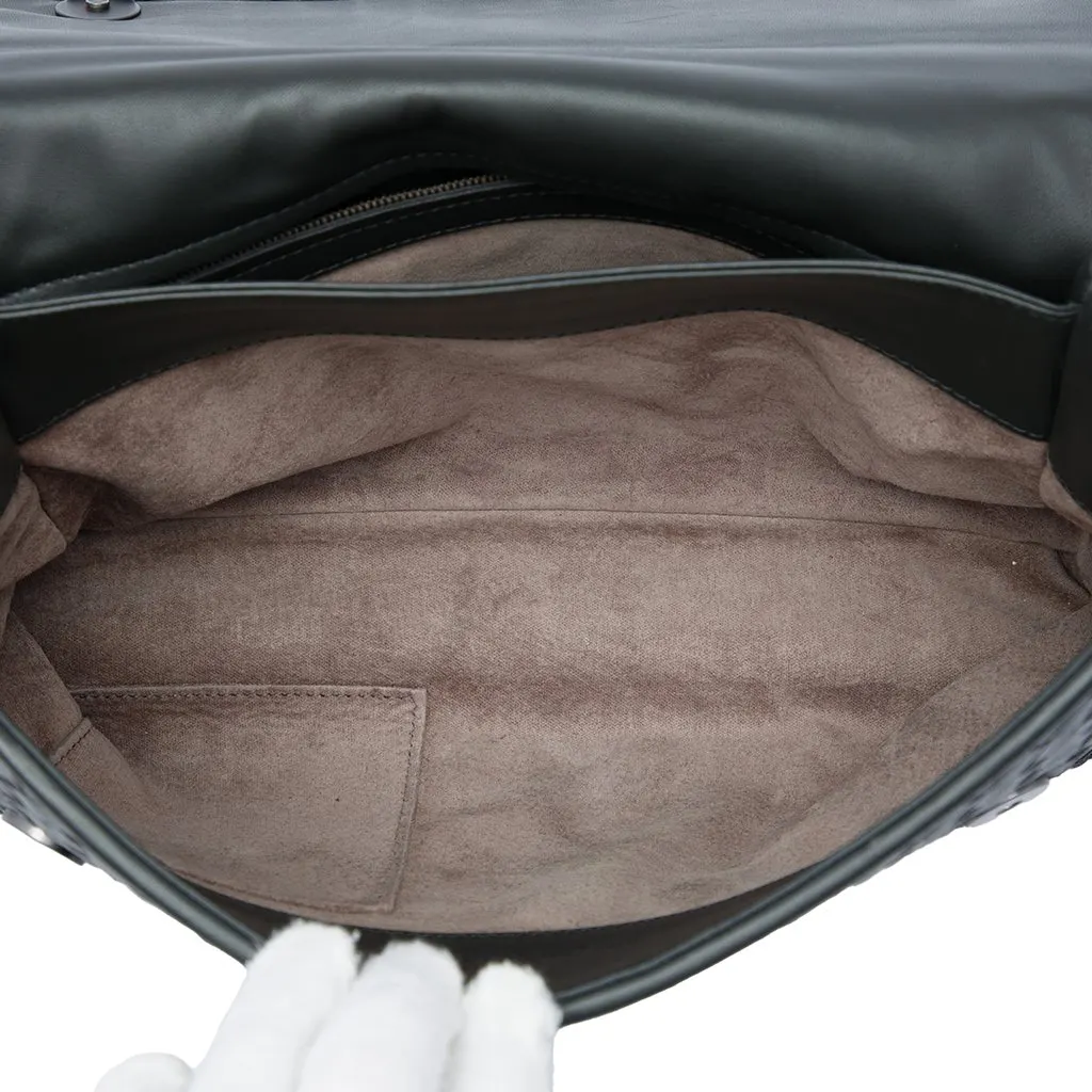 Bottega Veneta Medium Nappa Intrecciato Olimpia Shoulder Bag Black Leather Very good - Model View