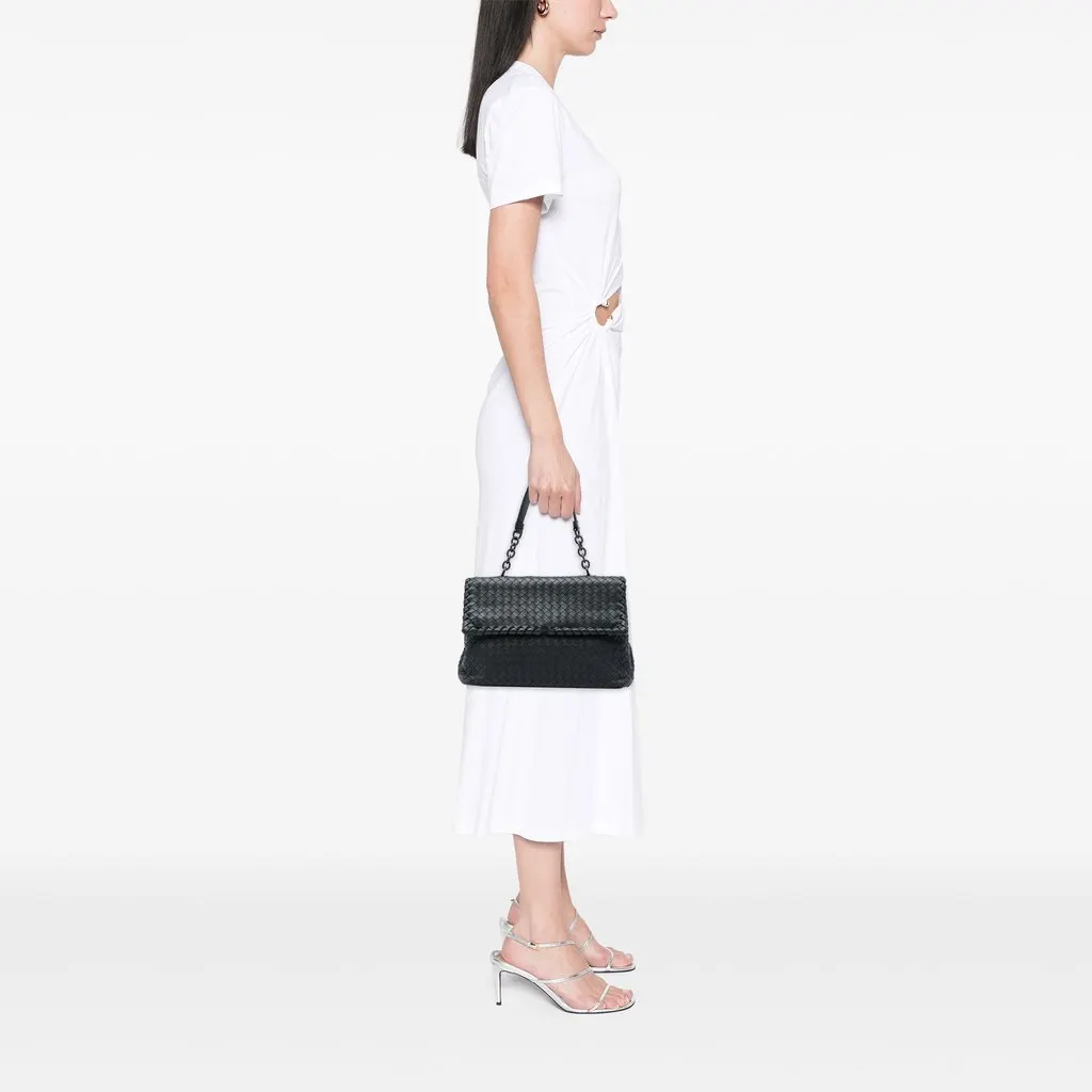 Bottega Veneta Medium Nappa Intrecciato Olimpia Shoulder Bag Black Leather Very good - Box View