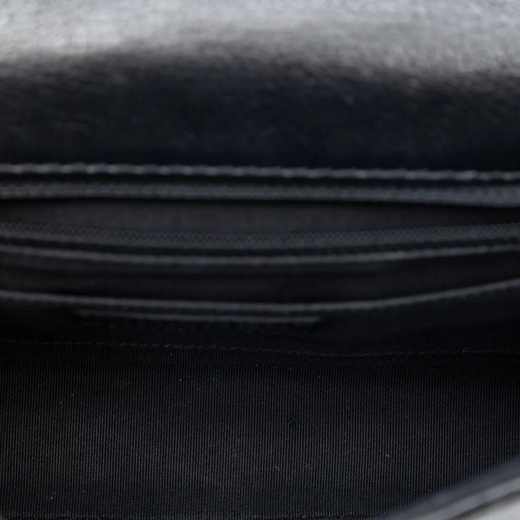 Chanel Small CC Quilted Lambskin Embossed Braid Single Flap Black Leather Very good - Model View