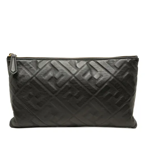 Fendi Embossed Leather FF 1974 Clutch