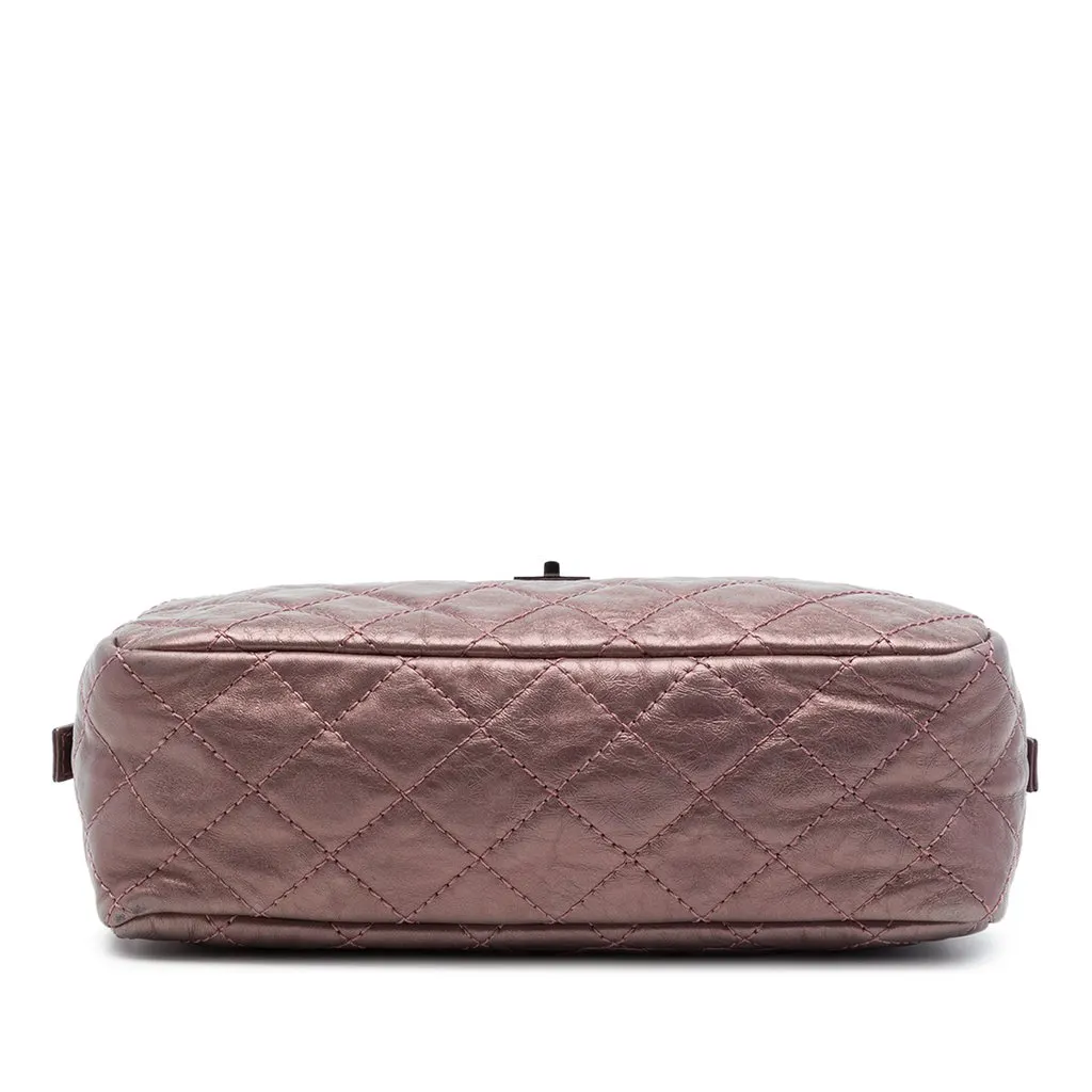 Chanel Medium Quilted Metallic Aged Calfskin Reissue 2.55 Camera Bag Pink Leather Very good - Inside View