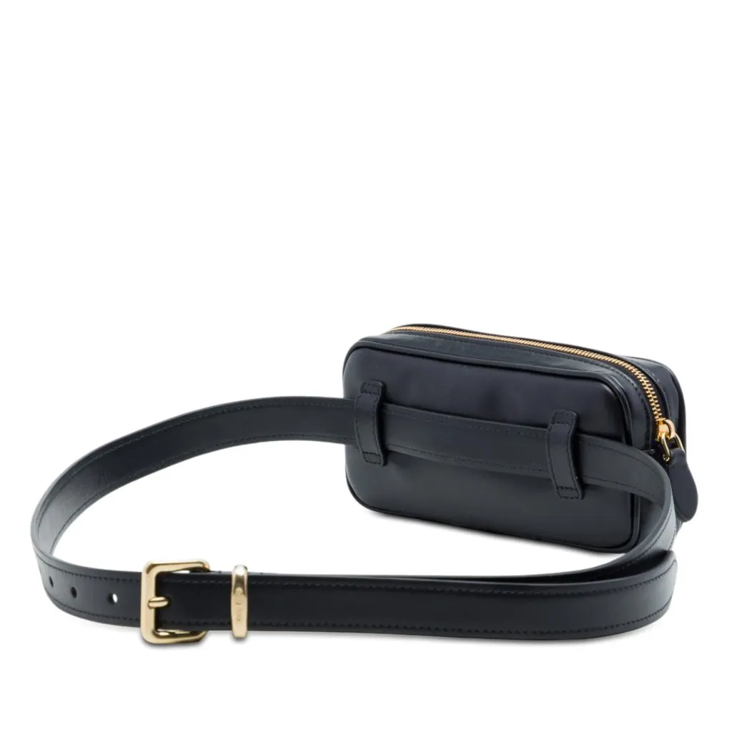 Miu Miu Calfskin Softy Beau Belt Bag Black Leather Very good - Back View