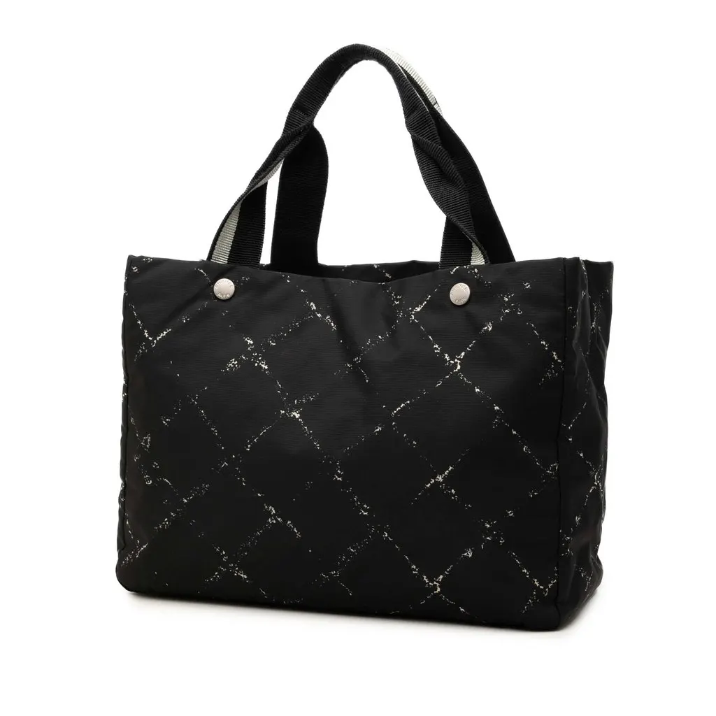Chanel Old Travel Line Nylon Tote Black Very good - Back View