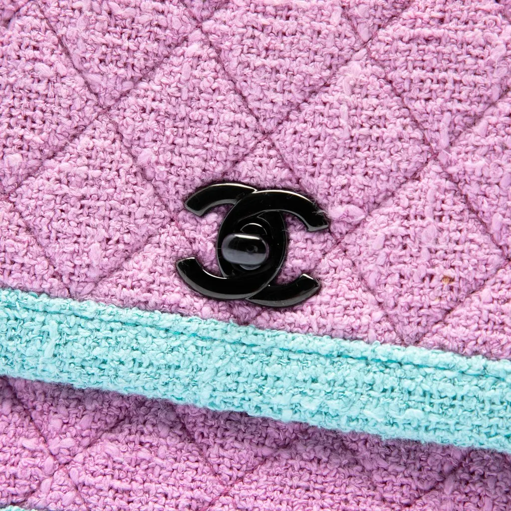 Chanel CC Quilted Bicolor Tweed Flap Pink Very good - Box View