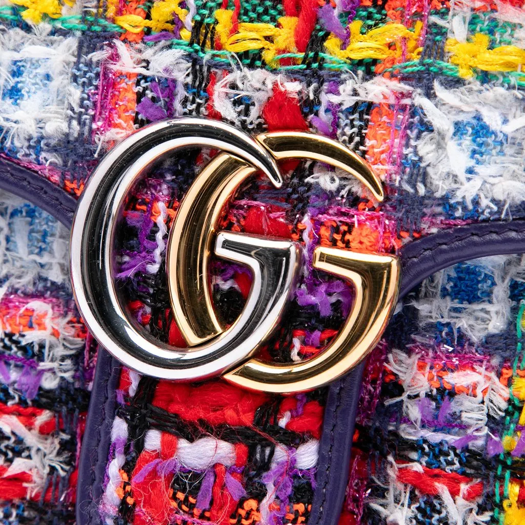 Gucci Medium GG Marmont Tweed Shoulder Bag Red Very good - Box View