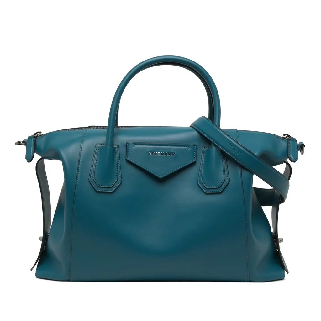 Givenchy Medium Calfskin Antigona Soft Bag Blue Leather Very good - Front View