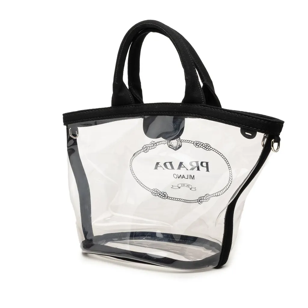 Prada PVC Canapa Logo Tote Black Plastic Good - Back View