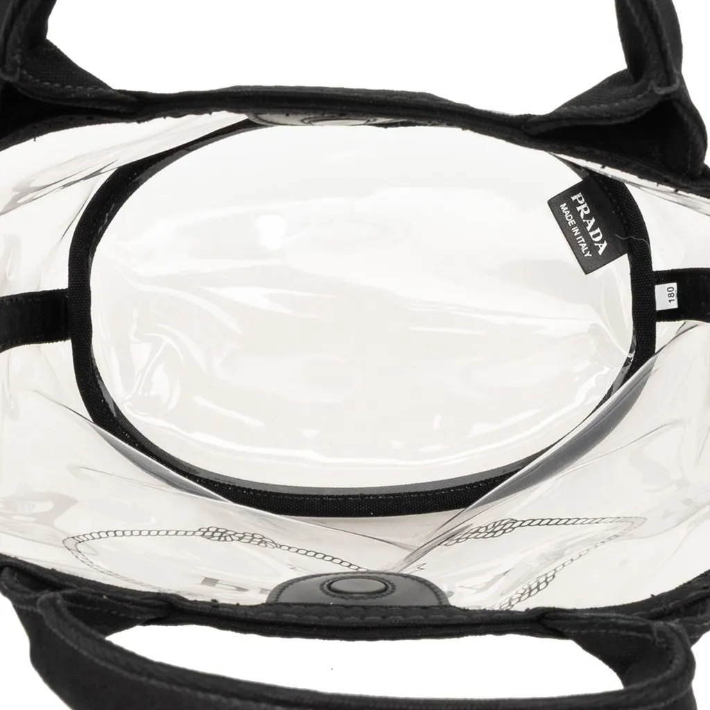 Prada PVC Canapa Logo Tote Black Plastic Good - Model View