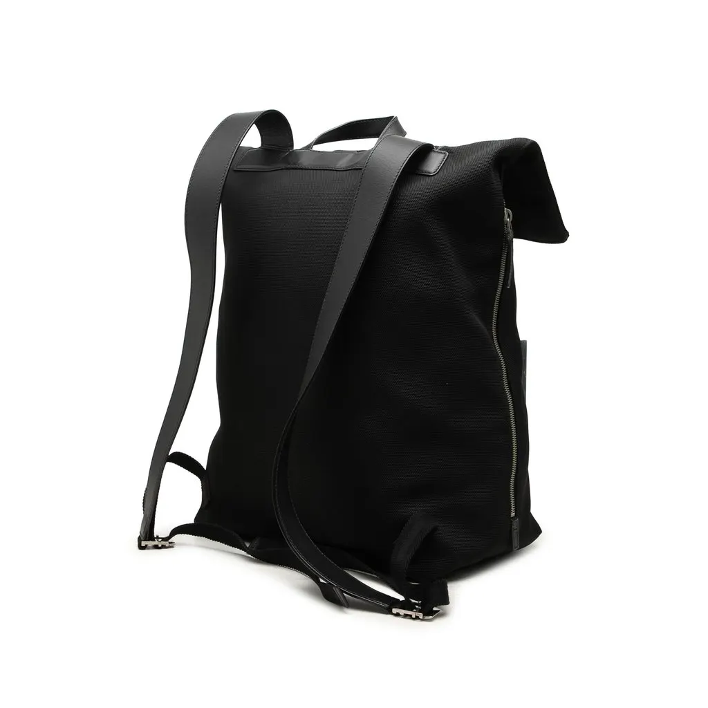 Gucci Canvas Techno Web Fold Over Backpack Black Canvas Good - Back View