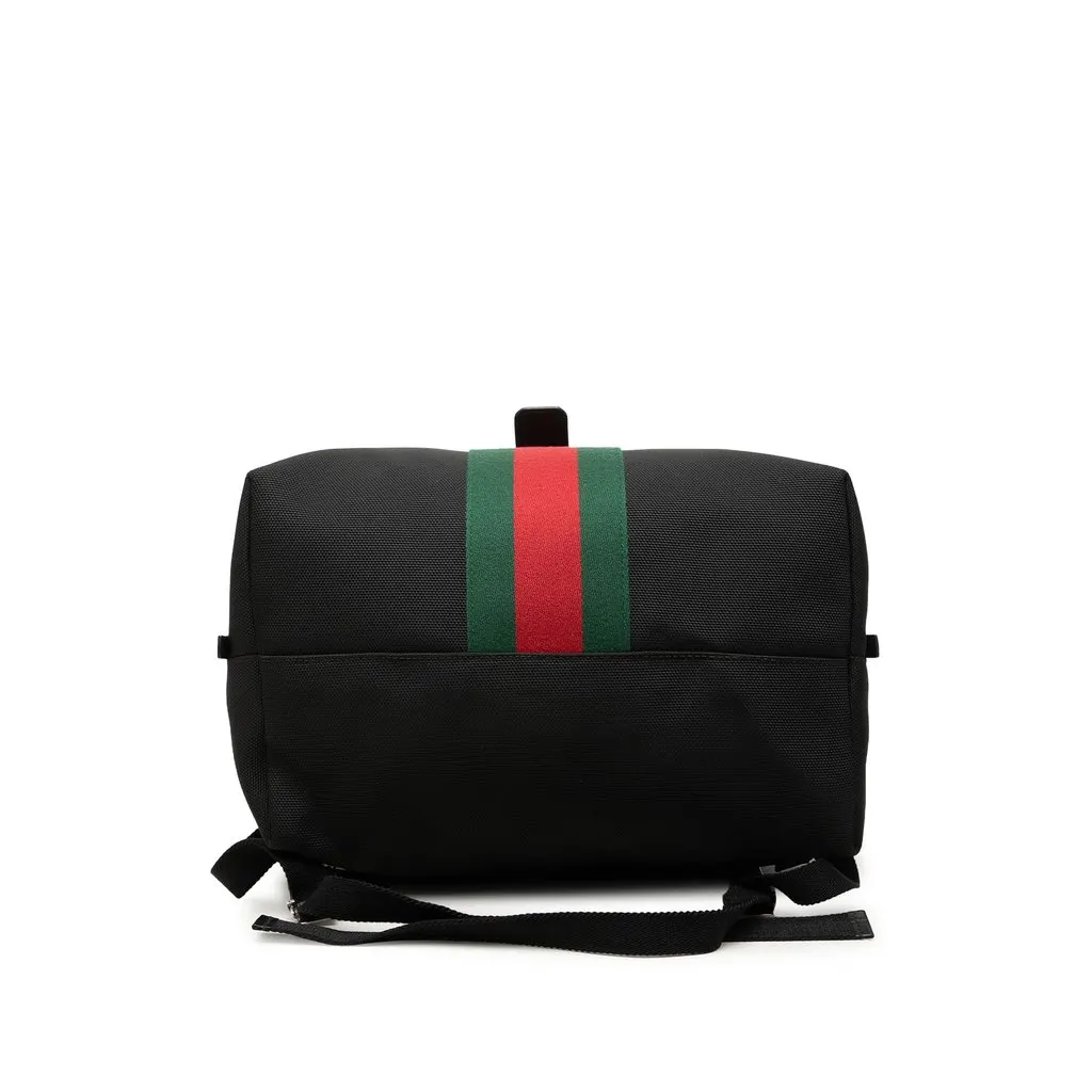 Gucci Canvas Techno Web Fold Over Backpack Black Canvas Good - Inside View