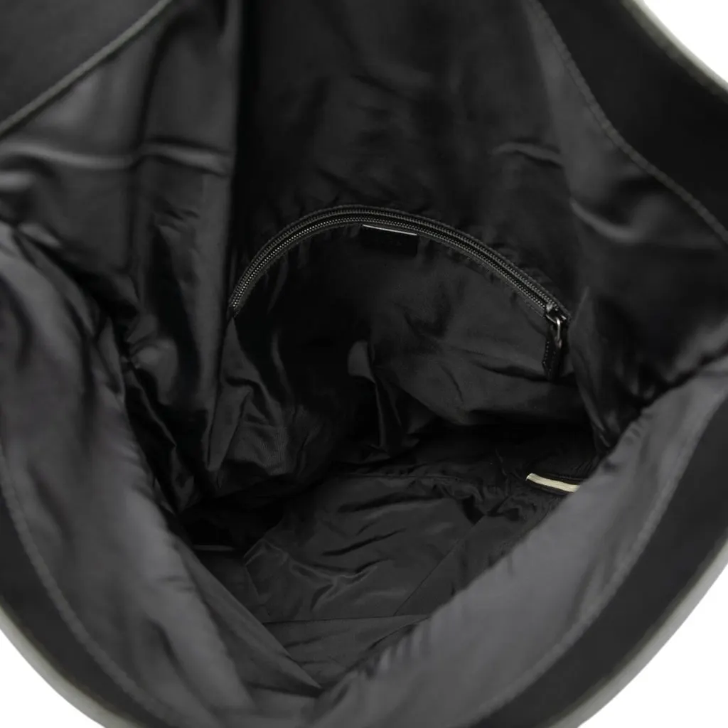 Gucci Canvas Techno Web Fold Over Backpack Black Canvas Good - Model View
