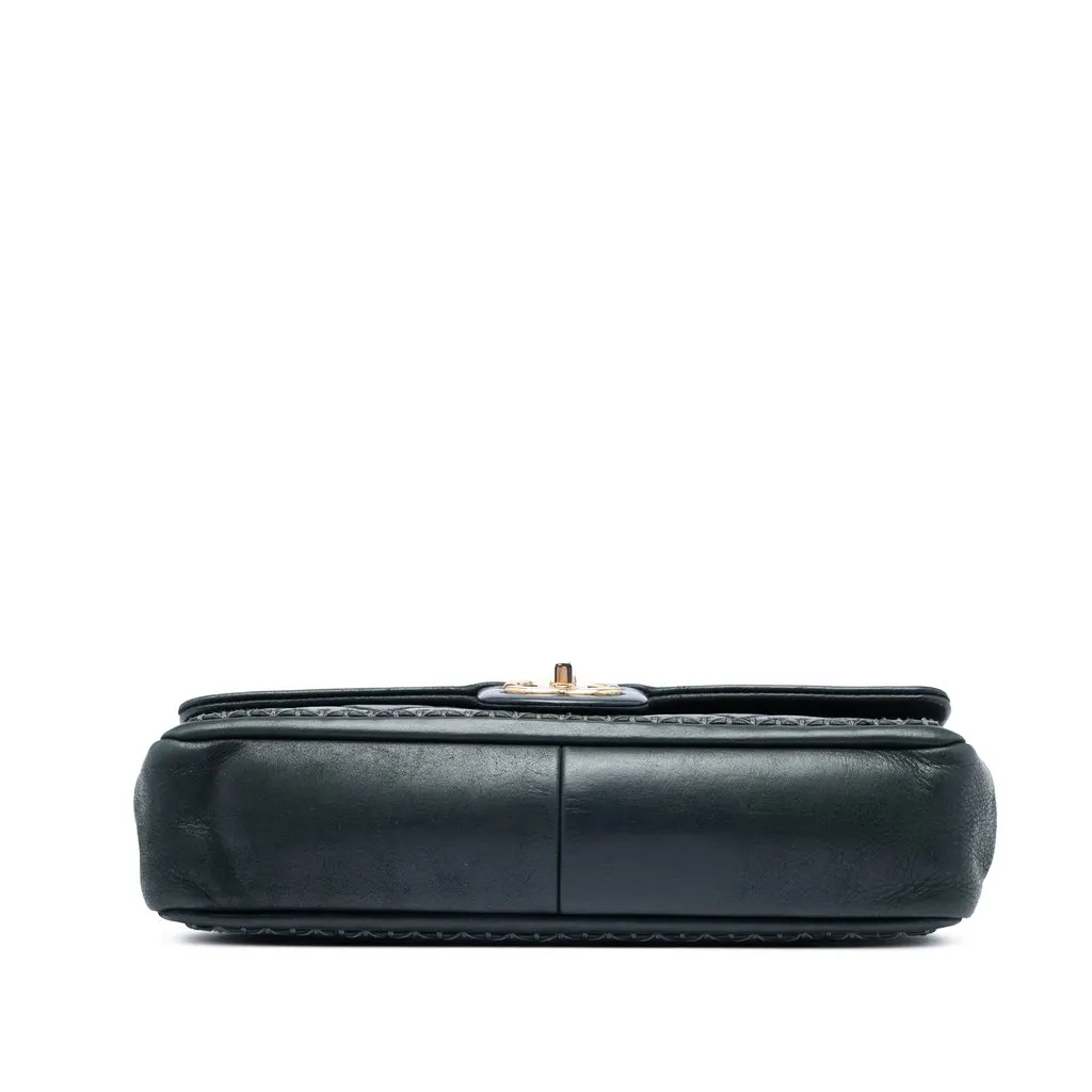 Chanel CC Quilted Iridescent Calfskin Whipstitch Single Flap Black Leather Very good - Inside View