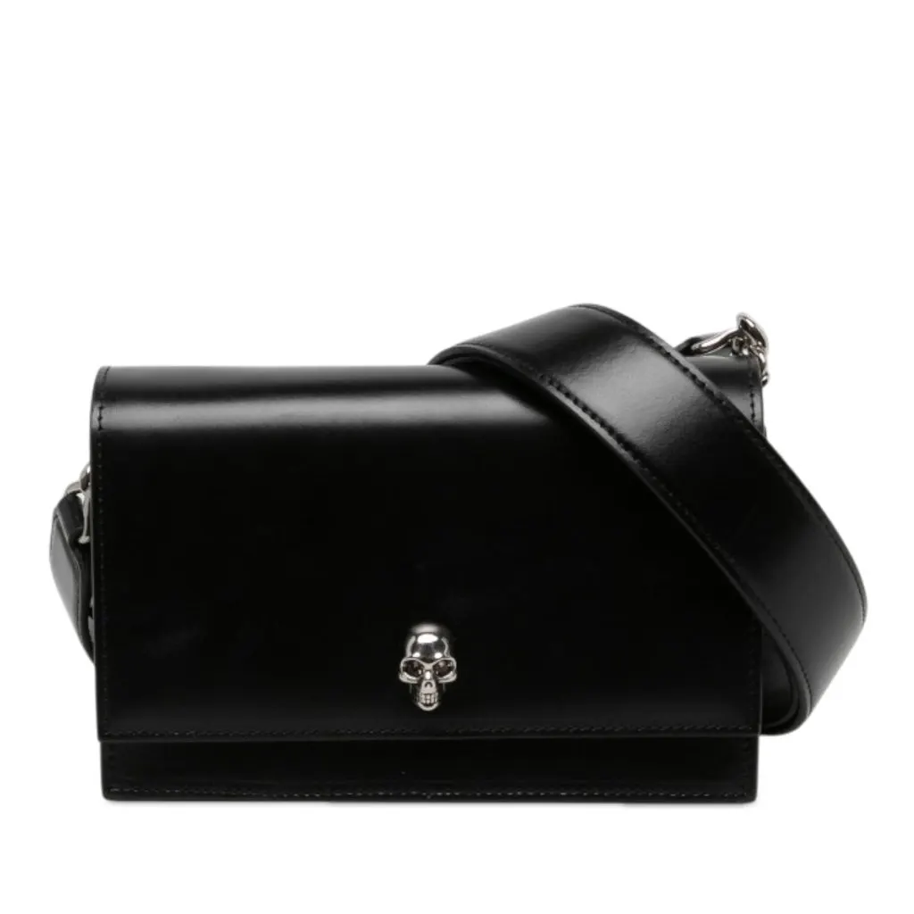 Alexander McQueen Leather Biker Skull Shoulder Bag Black Leather Very good - Front View