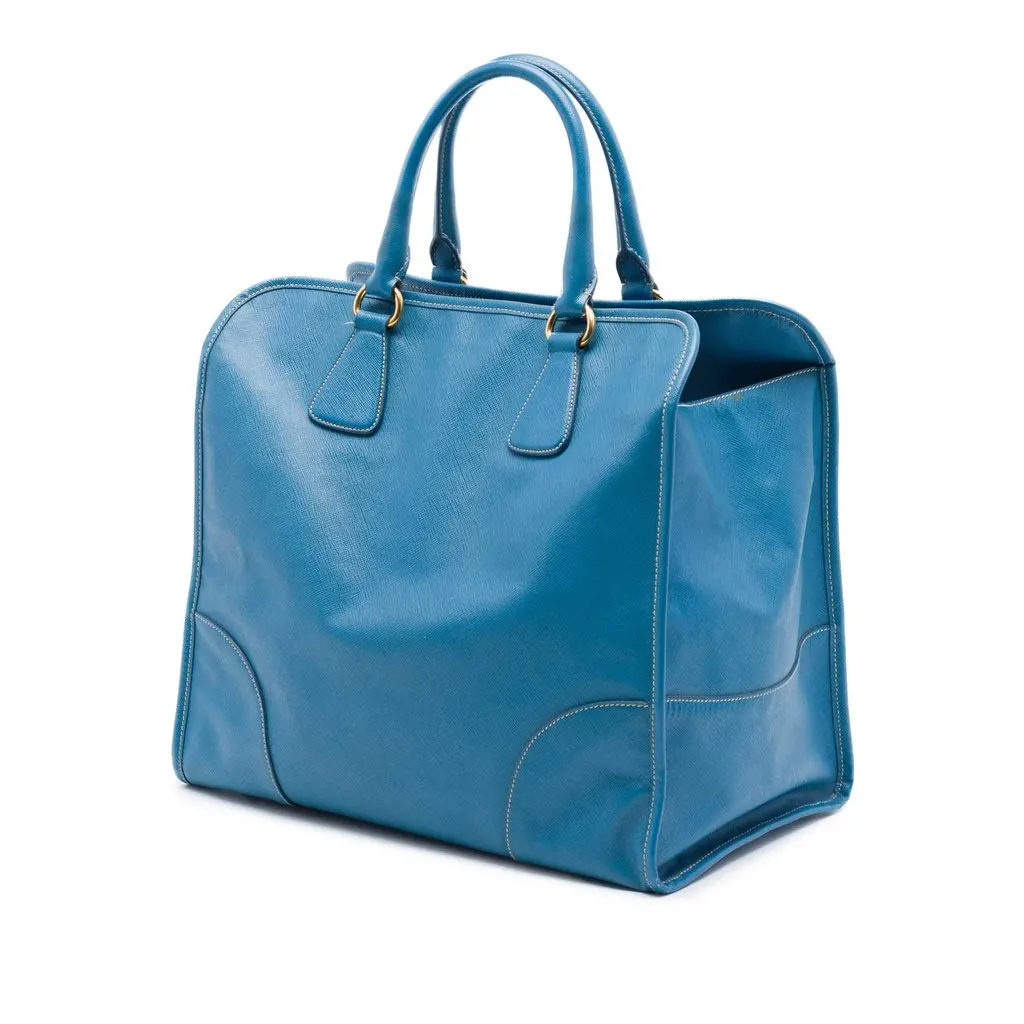Prada Saffiano Lux Shopping Tote Blue Leather Very good - Back View