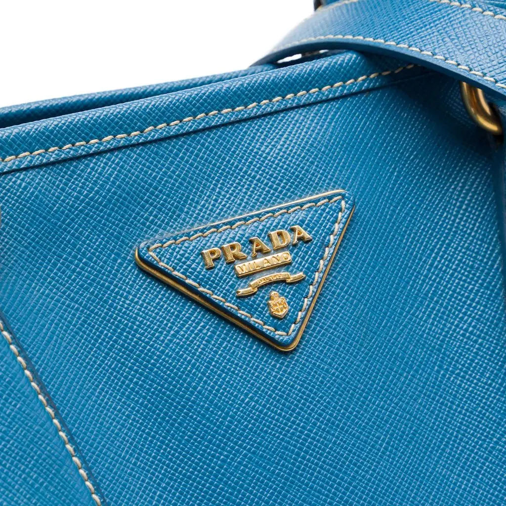 Prada Saffiano Lux Shopping Tote Blue Leather Very good - Box View