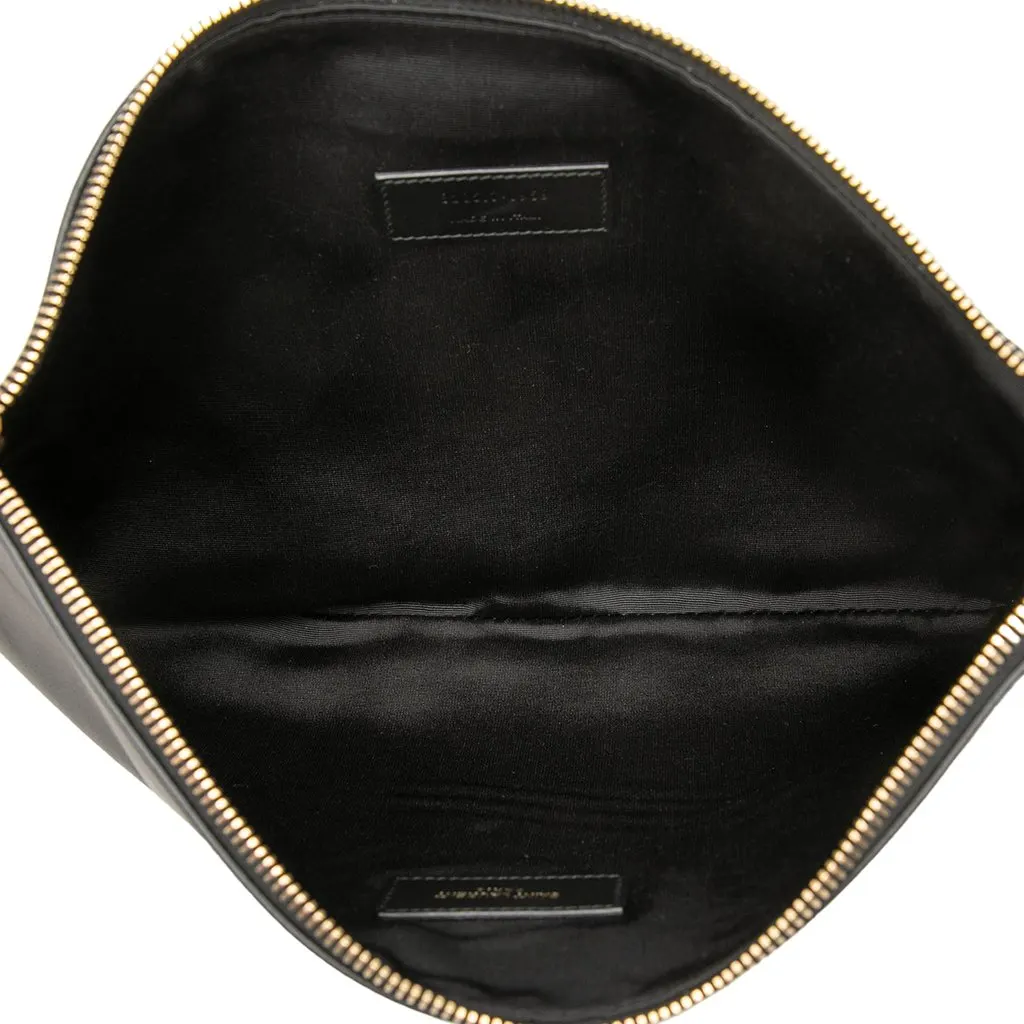 Saint Laurent Leather Zip Clutch Black Leather Very good - Model View