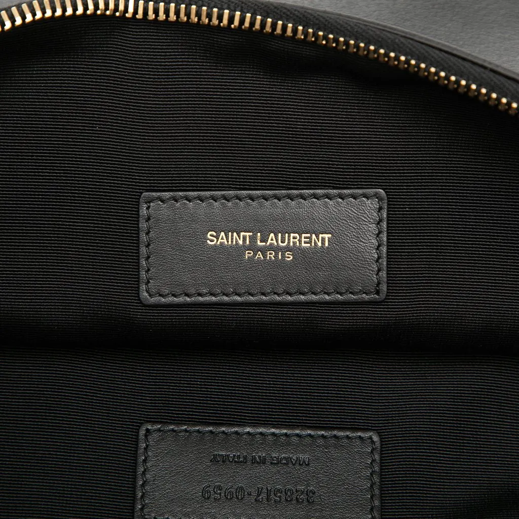 Saint Laurent Leather Zip Clutch Black Leather Very good - Box View