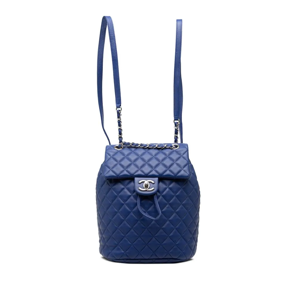 Chanel Small Lambskin Urban Spirit Backpack Blue Leather Very good - Front View