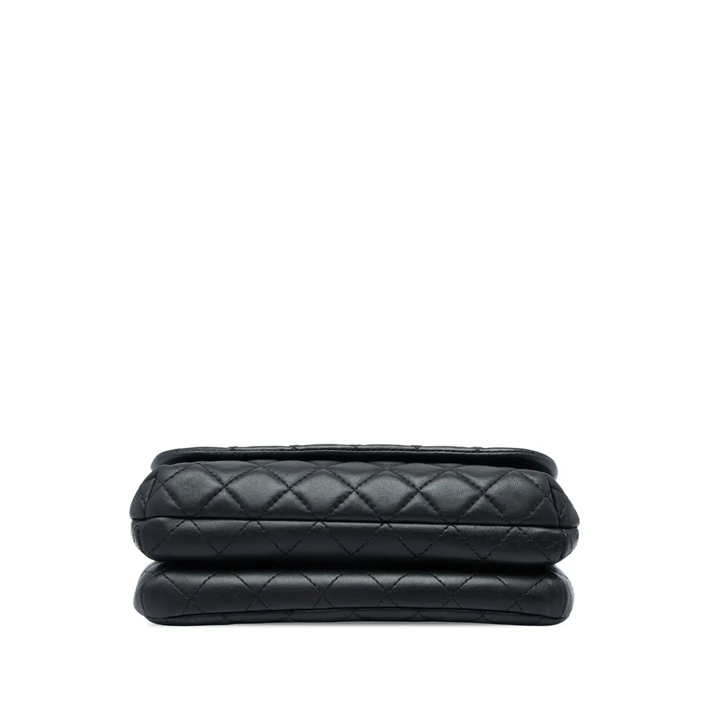 Chanel Quilted Lambskin Knock on Wood Satchel Black Leather Very good - Inside View