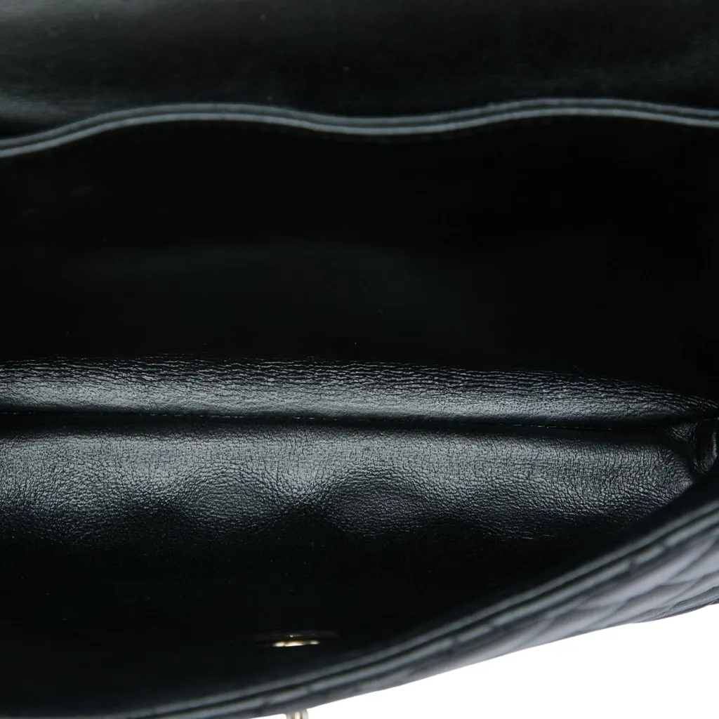 Chanel Quilted Lambskin Knock on Wood Satchel Black Leather Very good - Model View