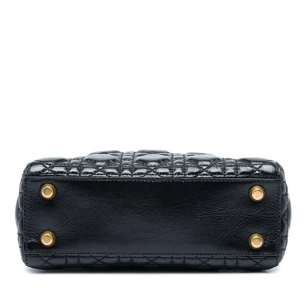 Dior Small Crinkled Patent Cannage My ABCDior Lady Dior Black Leather Good - Inside View