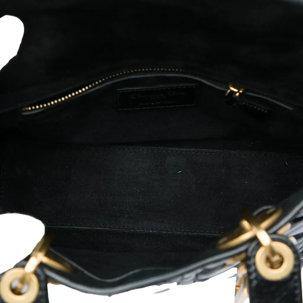 Dior Small Crinkled Patent Cannage My ABCDior Lady Dior Black Leather Good - Model View