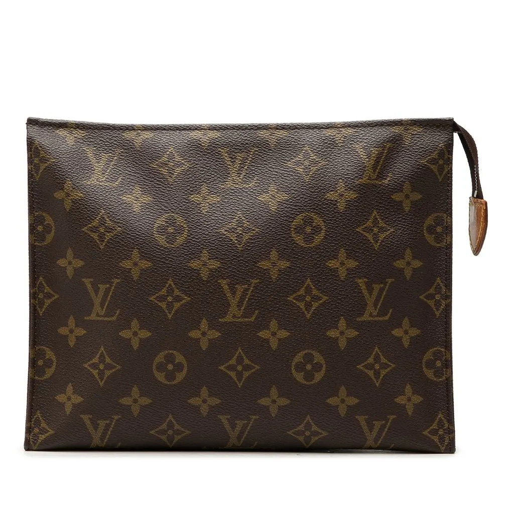 Louis Vuitton Monogram Toiletry Pouch 26 Brown Canvas Good - Front View