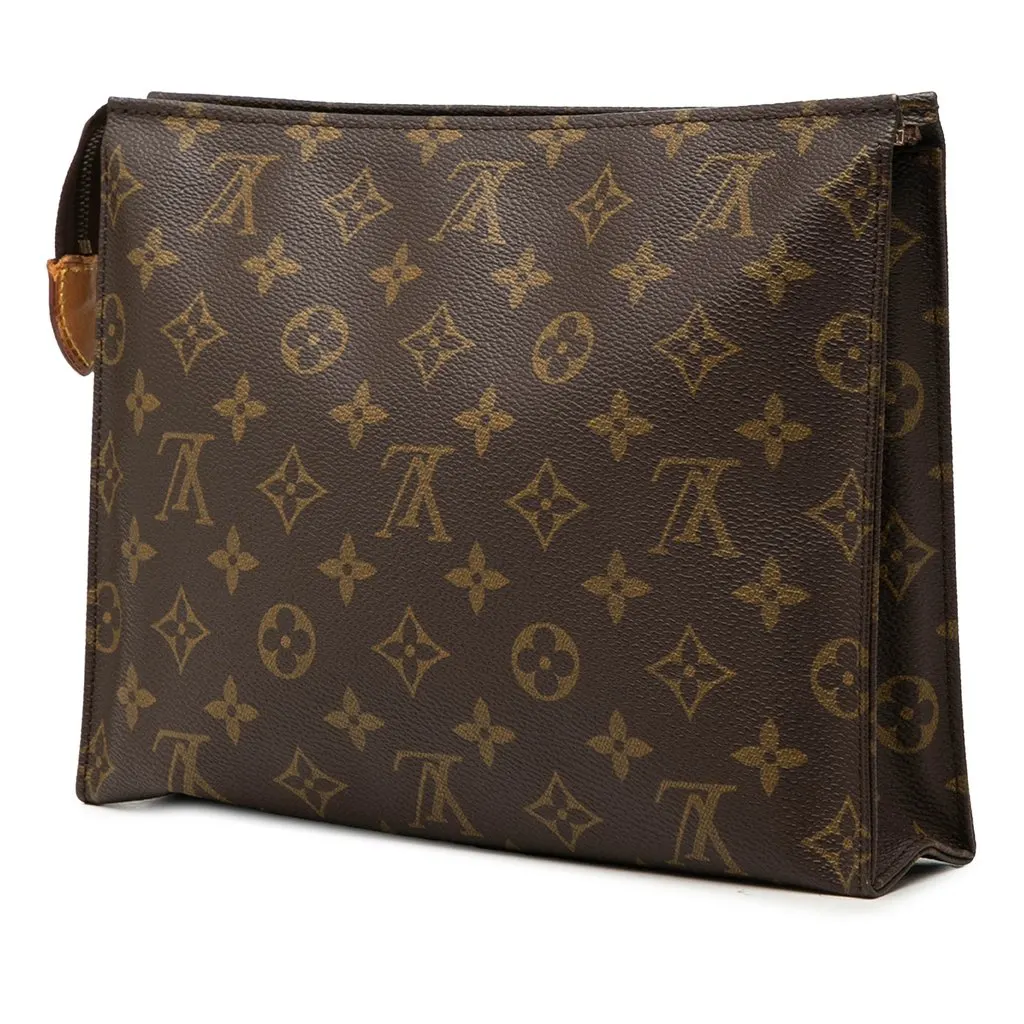 Louis Vuitton Monogram Toiletry Pouch 26 Brown Canvas Good - Back View
