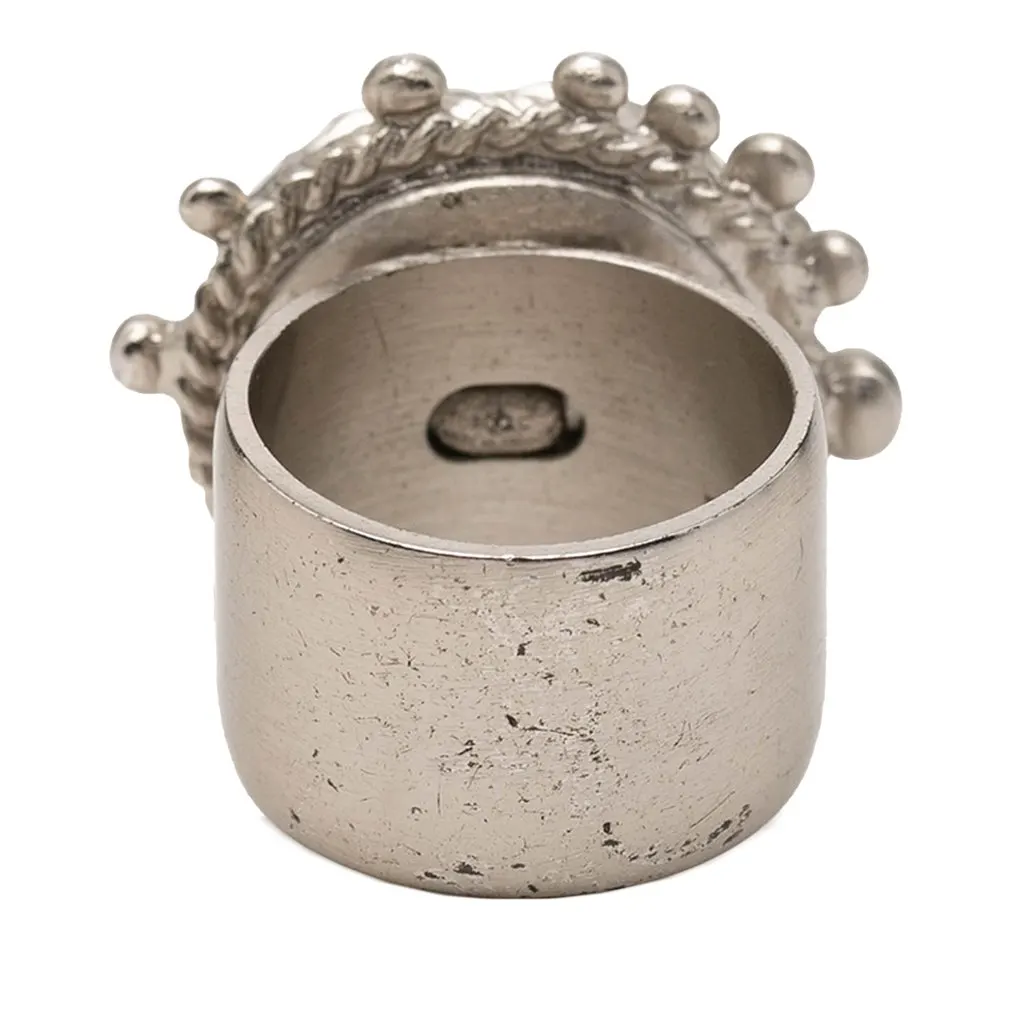 Chanel CC Brass Strass Ring Silver Metal Very good - Inside View