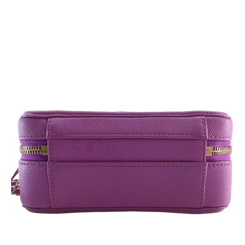 Chanel Small Caviar CC Filigree Vanity Case Purple Leather Very good - Inside View