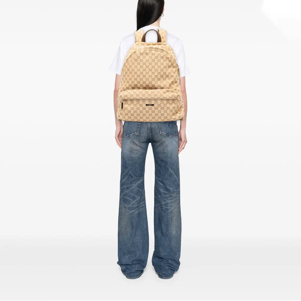 Gucci Large GG Canvas Web Tag Backpack Beige Canvas Very good - Box View
