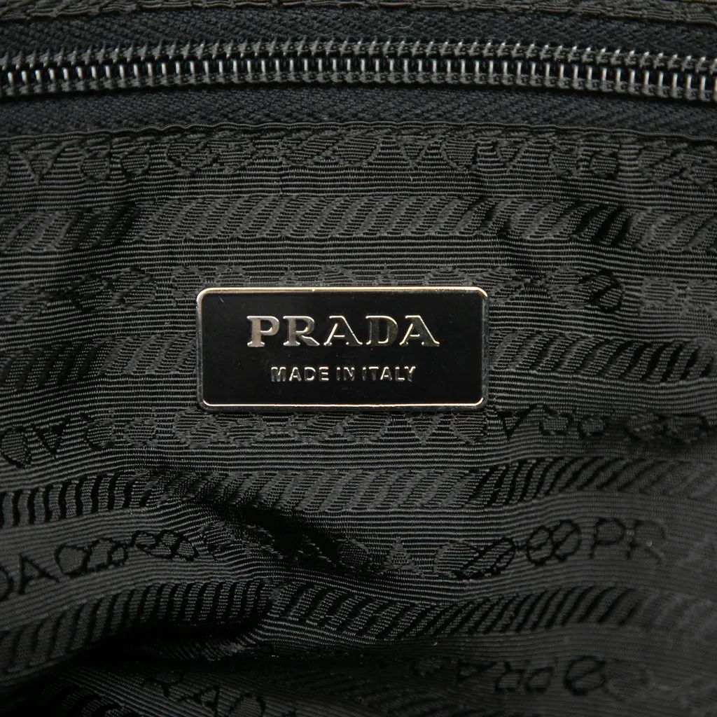 Prada Soft Calf Trimmed Tessuto Bauletto Bag Black Very good - Box View