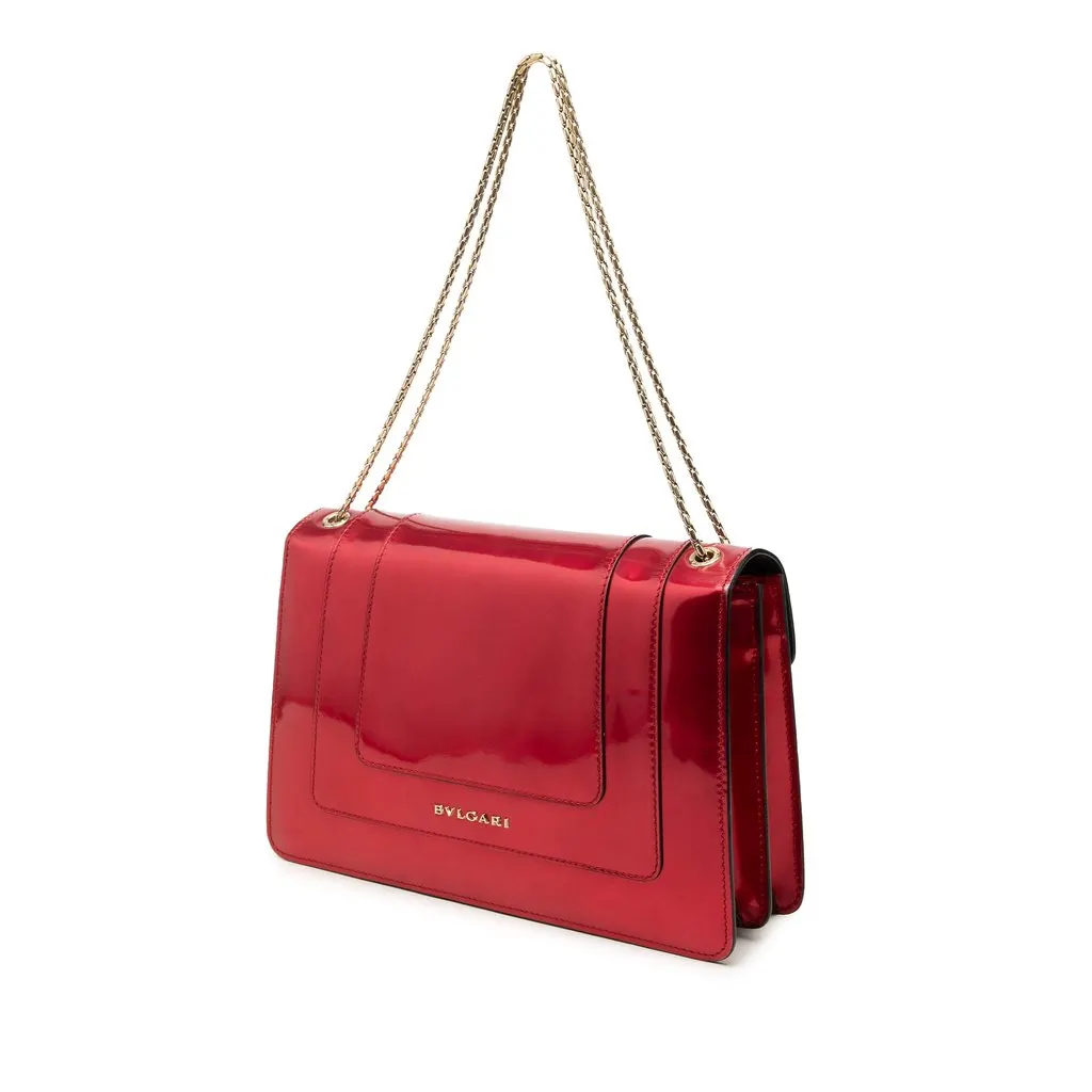 Bulgari Medium Patent Serpenti Forever Shoulder Bag Red Leather Very good - Back View