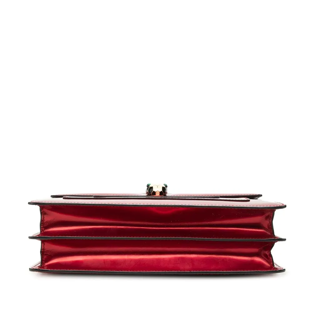Bulgari Medium Patent Serpenti Forever Shoulder Bag Red Leather Very good - Inside View