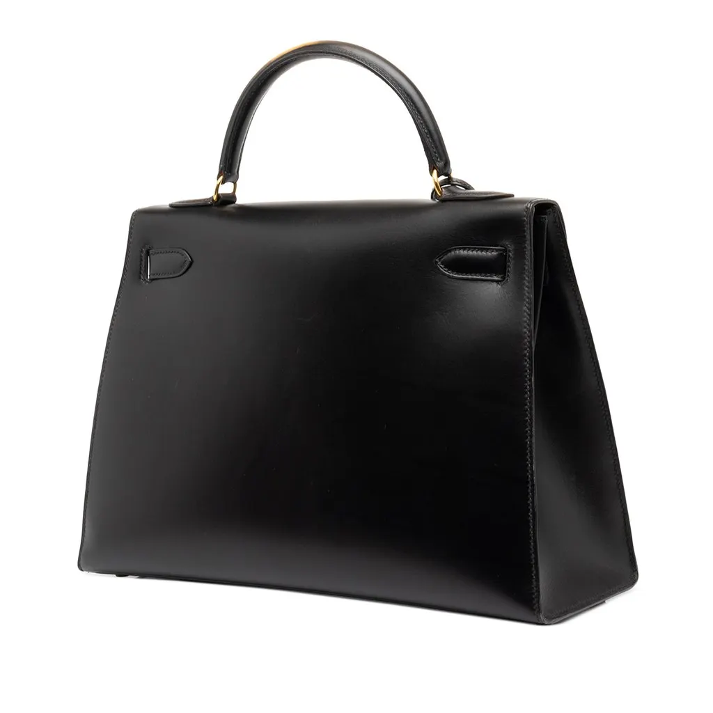 Hermès Box Calf Kelly Sellier 32 Black Leather Good - Back View