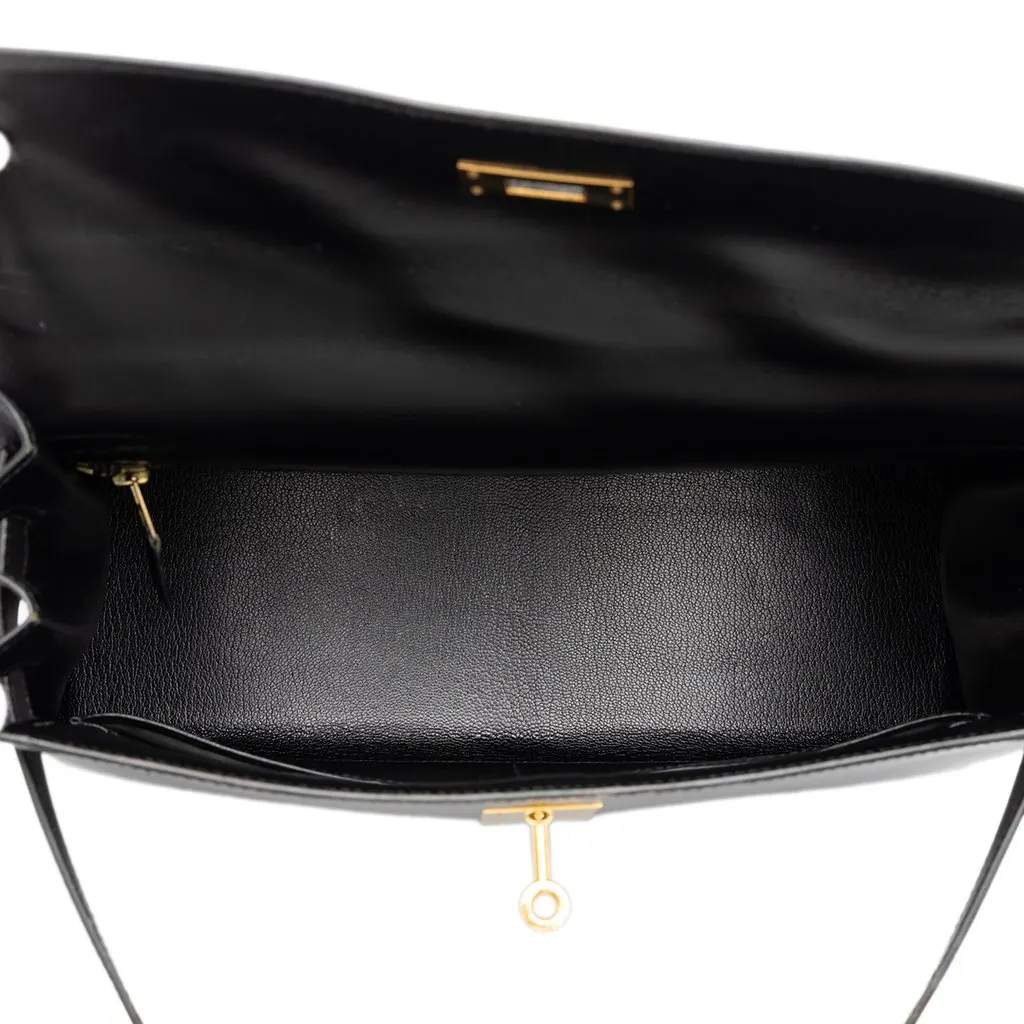 Hermès Box Calf Kelly Sellier 32 Black Leather Good - Model View